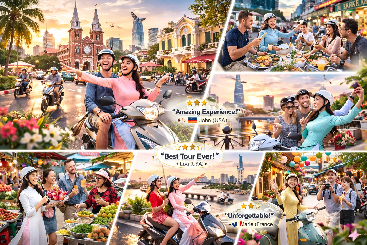 预订奥黛摩托车导游,让胡志明市成为真正的记忆